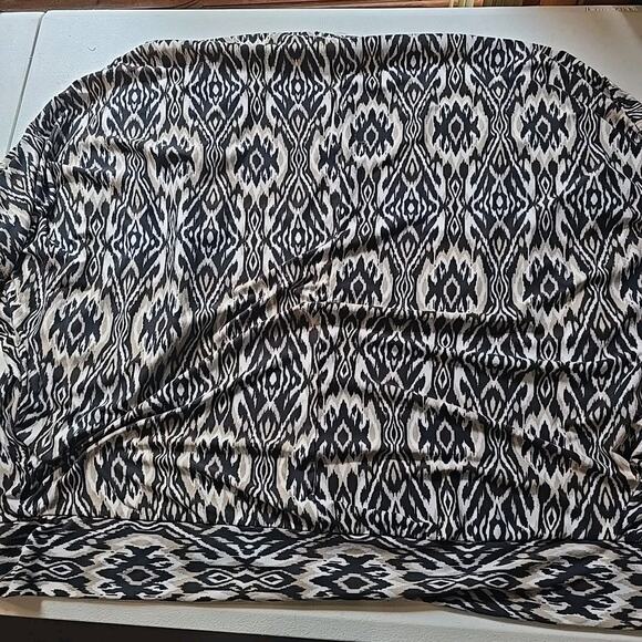 French‎ Laundry Large L Cardigan Aztec Black Geometric 3/4 Sleeve Open Stretch - Picture 7 of 8